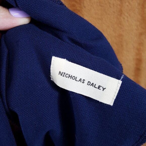 NICHOLAS DALEY Track Pants Mens Size 28 Blue Pull On Wide Leg Stripe Logo $540 - Picture 7 of 13